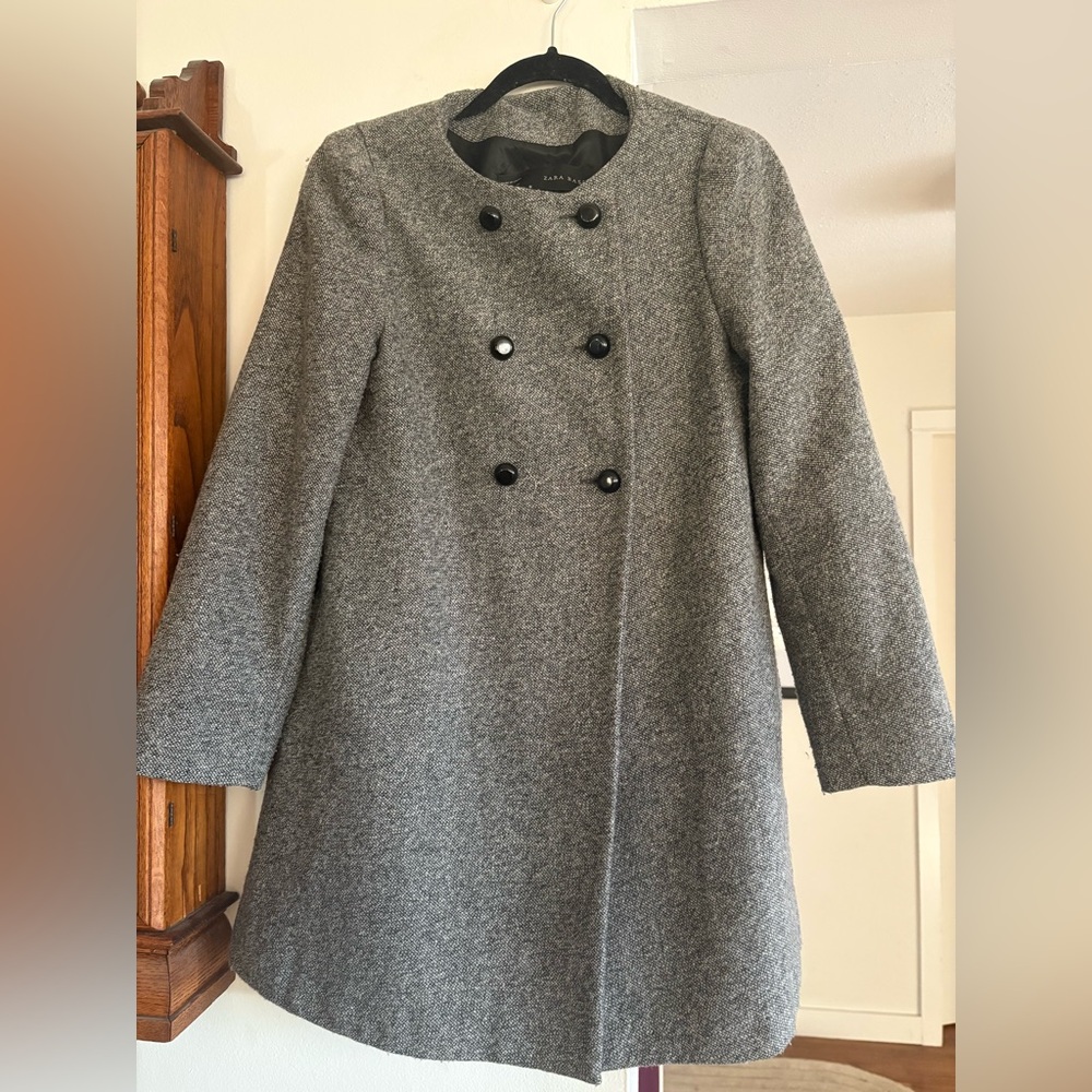 Zara Gray Double-Breasted Coat